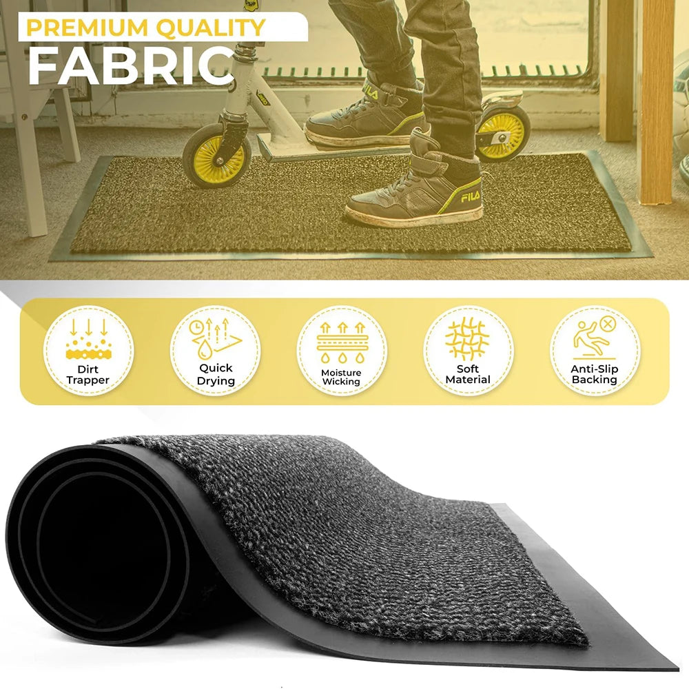 Washable Door Mats Indoor & Outdoor - Non-Slippery Heavy Duty - Stylish & Large Rubber - Perfect Dust Grabbing Doormats