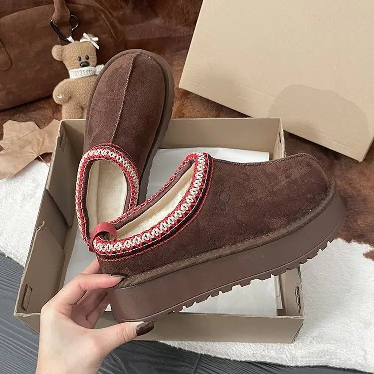 Women's Thi Bot Slip-On Slippers Fce Lined Easy Wear Lazy oes Anti-Slip Comfortable Footwear Faionable Winter Sli...