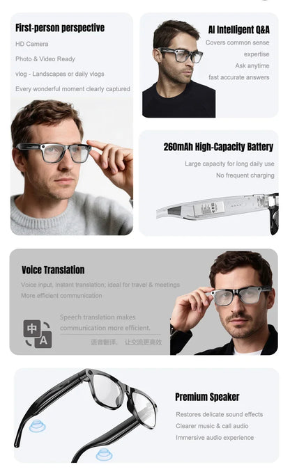 Xiaomi Smart AI Glasses HD 8K Photochromic Multifunction Bluetooth Calling Voice Assistant Music Player Translate Camera Glasses
