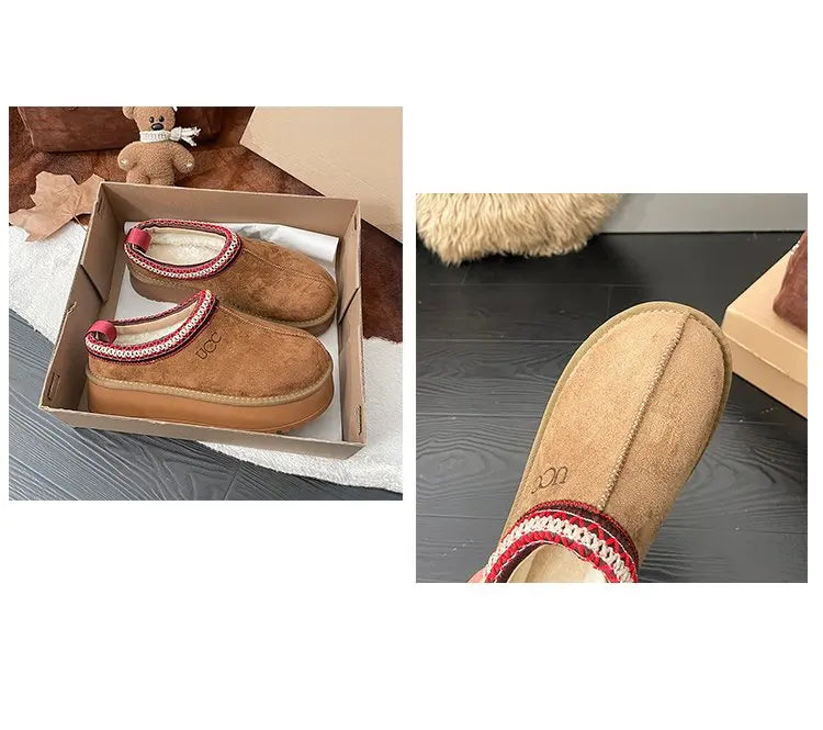 Women's Thi Bot Slip-On Slippers Fce Lined Easy Wear Lazy oes Anti-Slip Comfortable Footwear Faionable Winter Sli...