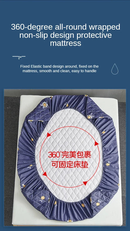 Waterproof Mattress Protector Thicken Fitted Bed Sheet Breathable & Noiseless Mattress Pad for Twin/Double/Queen/King Size Beds