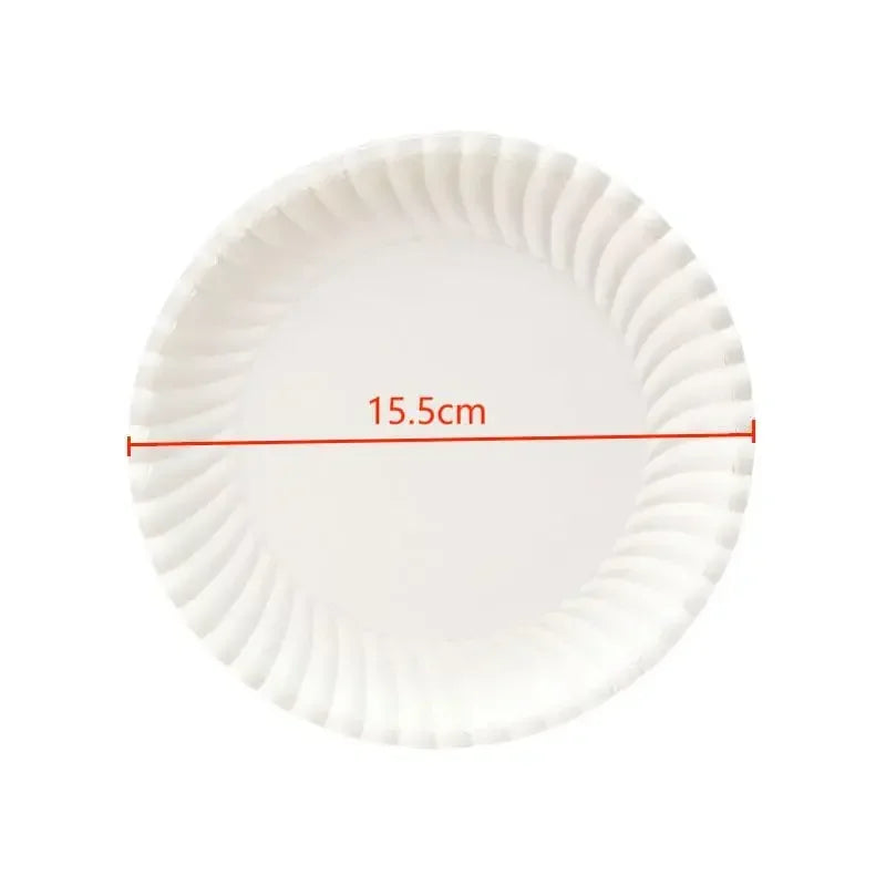50/100Pcs 6inch Disposable Paper Plate Round Cake Dessert Snack Tray For Birthday Wedding Xmas BBQ Party Kids Painting Plates