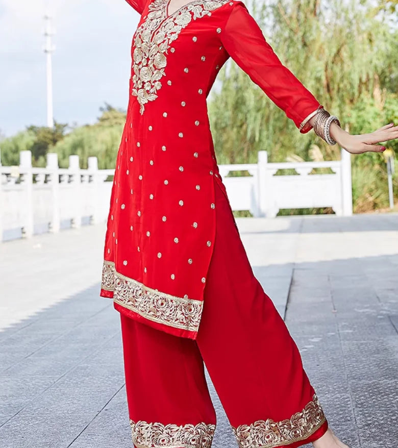 Indian Women's Ethnic Dance Costume Sari Next  Chabi Three Piece Set