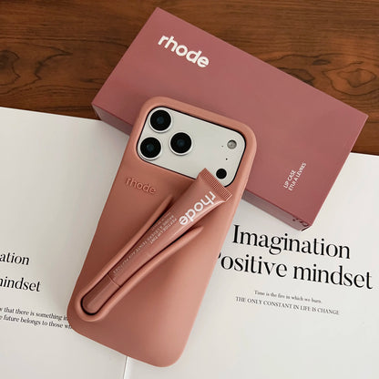 With Lip Gloss Phone Case for iPhone 17  Pro Max Plus Lipstick Silicone Lemontini Gray Ribbon Box Cover