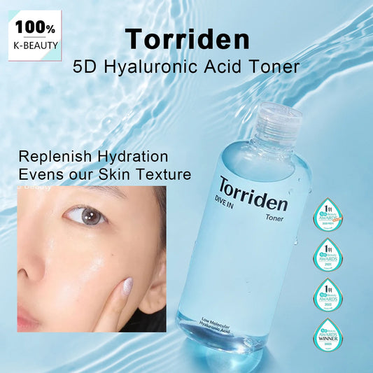Torriden Dive In Low Molecular Hyaluronic Acid Toner 300ml,Highly Fluid,Refreshing & Non-Sticky,Soothes,K-Beauty,Korean Makeup