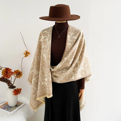 Warm Faux Cashmere Double-Sided Women's Scarf Spring Autumn Winter Air Conditioned Room Decorated Aslan Cape Fashionable Commute