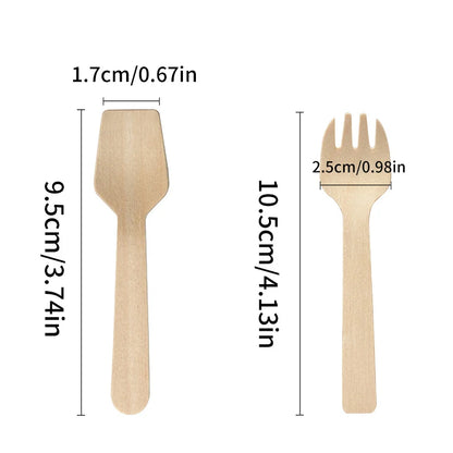 Disposable Wooden Spoon Mini Square Head Tasting Spoon Bulk Party Ice Cream Yogurt Wedding Dessert Small Tableware Honey Spoon