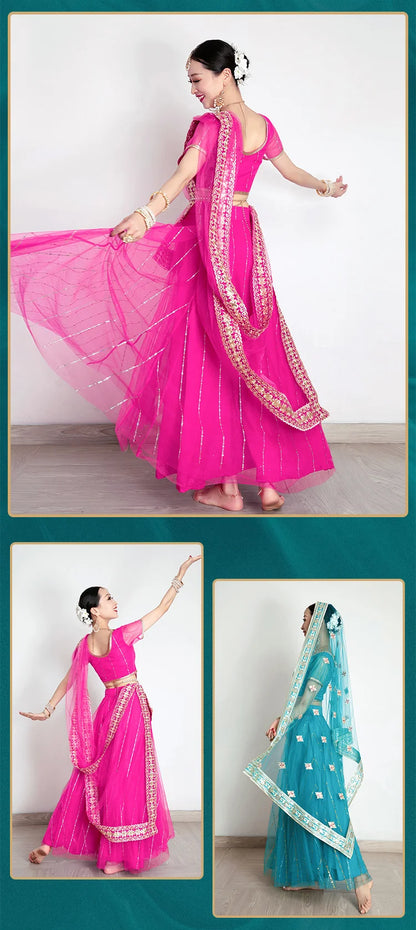 Traditional Indian Clothing Pakistani Sari Women's Elegant Dress Party Cosplay Dance Dress Stage Dress