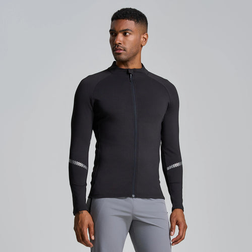 Winter Mens Running Jackets Long Sleeve Full Zipper Training Shirts Workout Sports Sweatershirt Sportswear Elastic Reflective