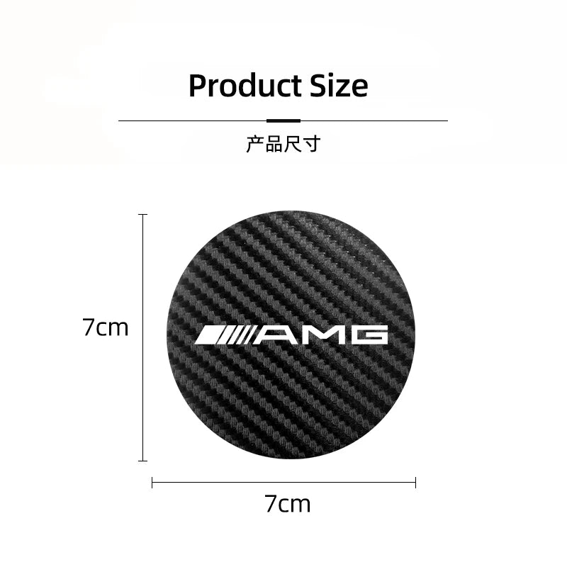 2Pcs Car Emblem Cup Trough Mat Carbon Fiber Leather Cup Pad For Mercedes Benz AMG W177 W176 X166 X167 C257 C218 X253 C118 C117