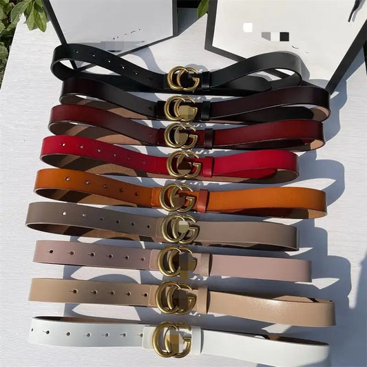 Pure Cowhide Leather Ladies Belt Antique Letter G Casual Retro Style Fashionable All-Match Width 2-4cm Alloy Buckle Fastener