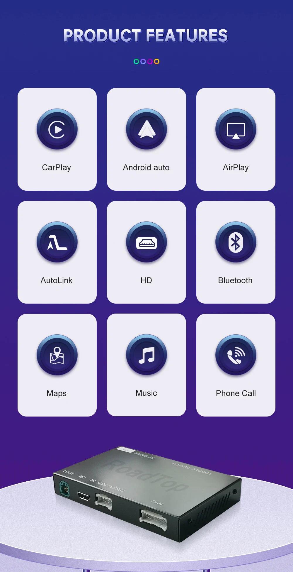 Road Top Wireless CarPlay for Mercedes Benz C Class W204 NTG4.5/4.7 2011-2014 Android Auto Mirror Link AirPlay Car Play