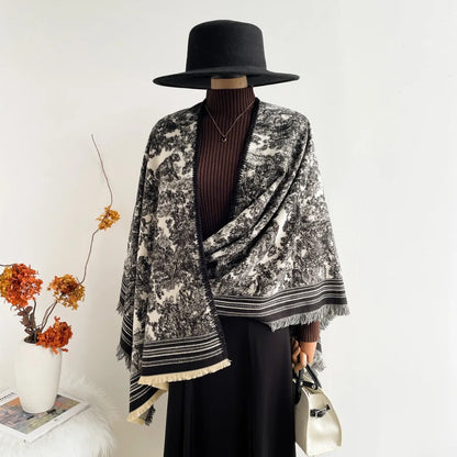 Warm Faux Cashmere Double-Sided Women's Scarf Spring Autumn Winter Air Conditioned Room Decorated Aslan Cape Fashionable Commute