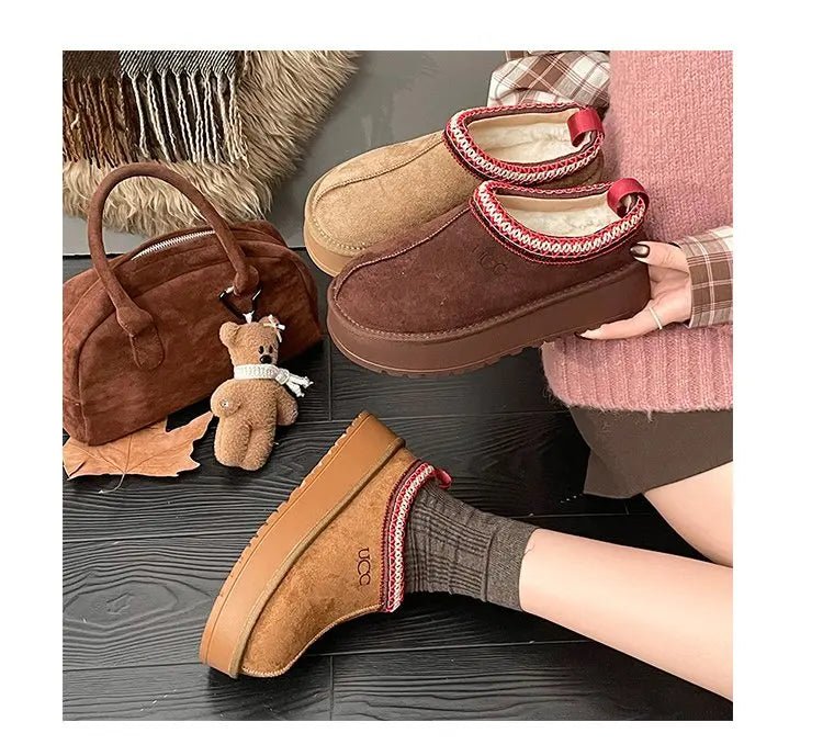 Women's Thi Bot Slip-On Slippers Fce Lined Easy Wear Lazy oes Anti-Slip Comfortable Footwear Faionable Winter Sli...