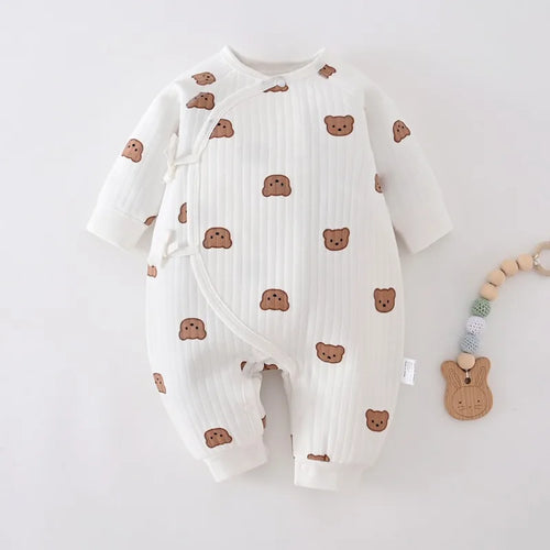 Spring and Autumn Cute Baby Boy Girl Clothes  Baby Romper Long Sleeve Bear Cartoon Pattern Bodysuit