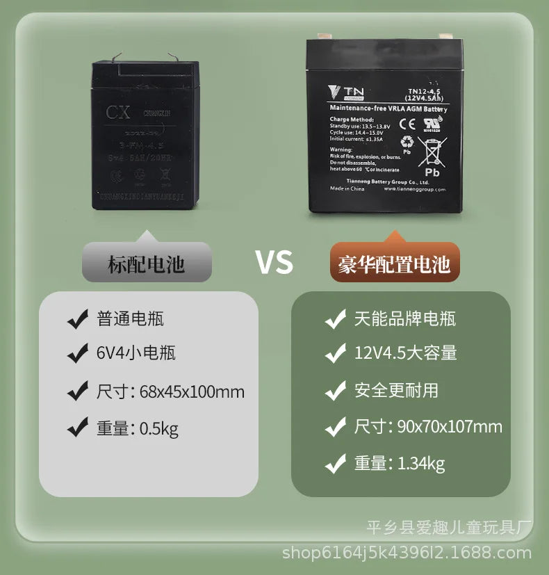 12V 4.5AH Remote Control New Baby's Two-Person Three-Wheel Electric Toy Children's Motorcycle With Double Seat