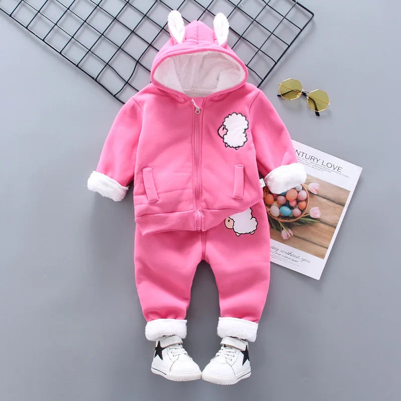 2025 Newborn Clothes Roupa Infantil New Clothing Set Winter Warm Suit Lovely Bear Cotton Velvet Boy's Toddler 0-4 Yea