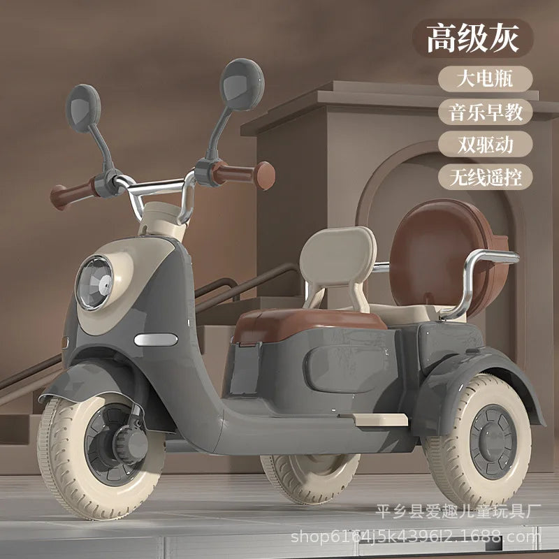 12V 4.5AH Remote Control New Baby's Two-Person Three-Wheel Electric Toy Children's Motorcycle With Double Seat