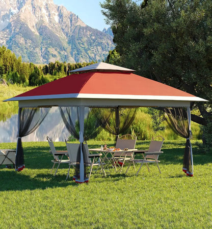 13x13FT Pop Up Gazebo, Canopy Tent with Mosquito Netting, Outdoor Patio Gazebo, Backyard Tent for Party Wedding Outdoor Dining