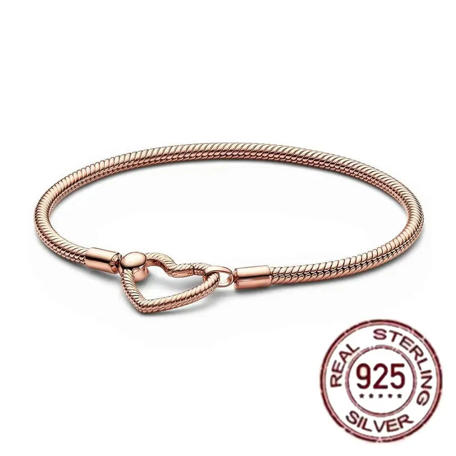 The best-selling S925 sterling silver heart-shaped crown snake bone chain is perfect for the original DlY bracelet! A perfect je