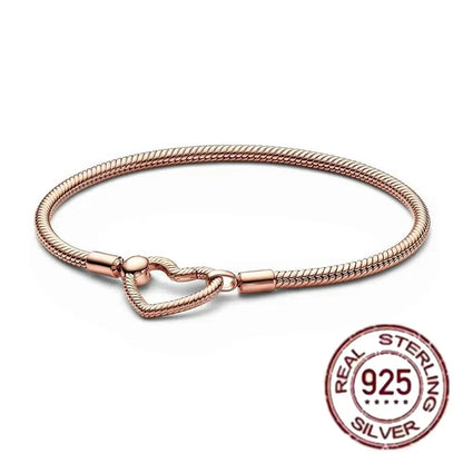 The best-selling S925 sterling silver heart-shaped crown snake bone chain is perfect for the original DlY bracelet! A perfect je