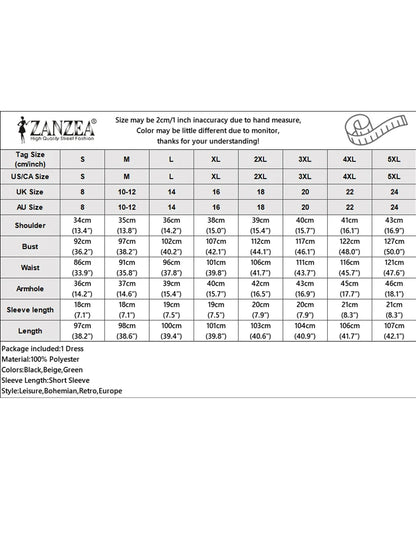 ZANZEA Summer Short Sleeve Dress Women Knee-length O Neck Casual 2024 OL Work Printing Party Vestidos Holiday Elegant Sundress