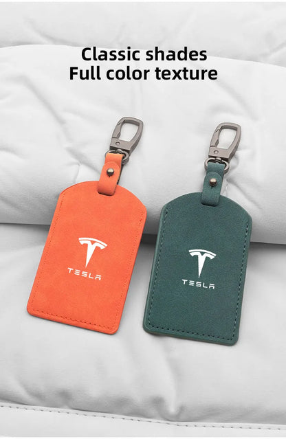 Suede Tesla Car Key Card Cover Keychain Car Key Accessories For Tesla Model 3 Y S X Cybertruck Juguete Roadster Coil Bonina
