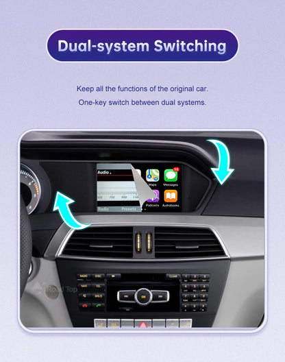 Road Top Wireless CarPlay for Mercedes Benz C Class W204 NTG4.5/4.7 2011-2014 Android Auto Mirror Link AirPlay Car Play