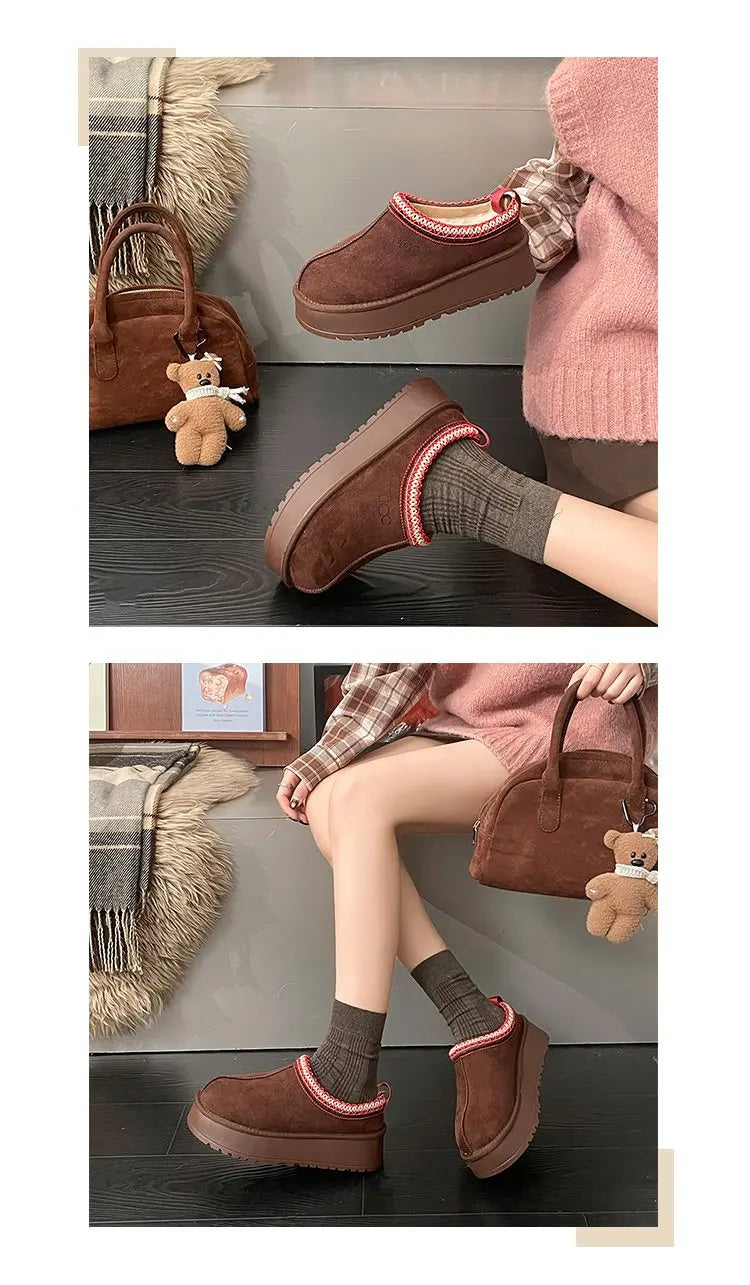 Women's Thi Bot Slip-On Slippers Fce Lined Easy Wear Lazy oes Anti-Slip Comfortable Footwear Faionable Winter Sli...