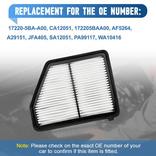 1 Pc Car Engine Air Filter For Honda Civic 2.0L Naturally Aspirated Only 2017-2024 AF5264 A29151 JFA405 17220-5BA-A00