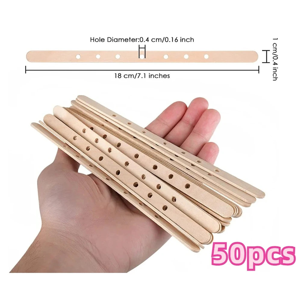 50pcs Multiple Styles Wooden Candle Wick Holder DIY Scented Candle Making Tool Wick Centering DIY Candle Making Mixing tools
