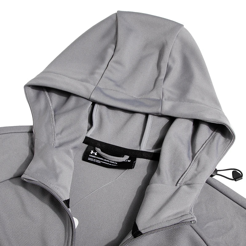 Under Armour Men's Windproof Jacket, Sports Comfortable Casual Running Outdoor Training Casual Top, Dark Gray Hooded Jacket 23600303-014