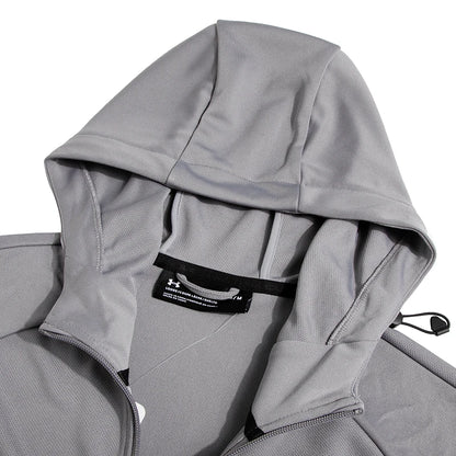 Under Armour Men's Windproof Jacket, Sports Comfortable Casual Running Outdoor Training Casual Top, Dark Gray Hooded Jacket 23600303-014