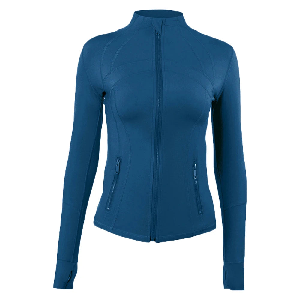 Yoga clothing, slim-fitting women's sports spring jacket, breathable quick-dry sports pure color jacket, female tight-fitting