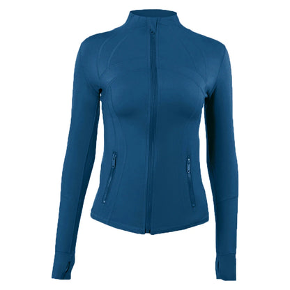 Yoga clothing, slim-fitting women's sports spring jacket, breathable quick-dry sports pure color jacket, female tight-fitting