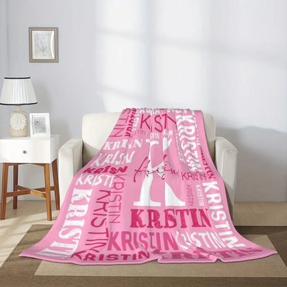 1pc Soft fleece custom name flannel throw blanket | Personalized for son or daughter, vintage style custom gift