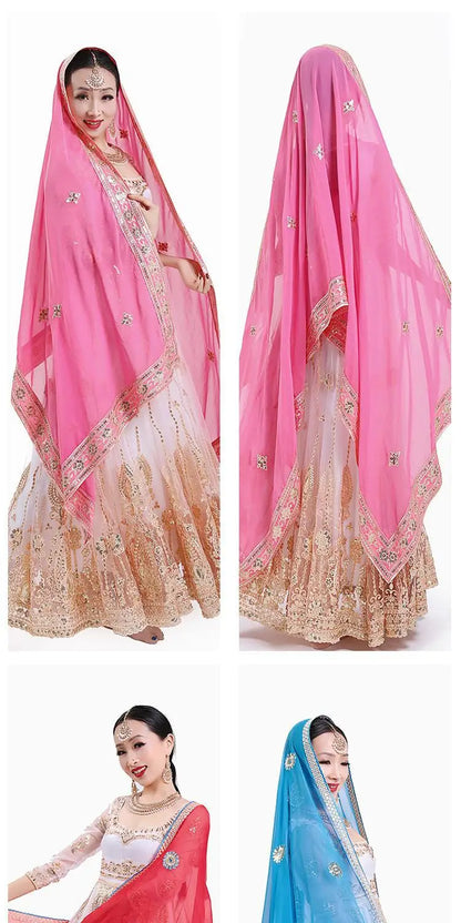 2025 indian traditional sari gauze embroidery exotic style women veil ethnic elegant long shawl women elegant indian shawl s590