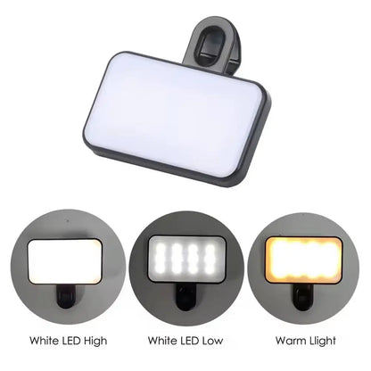 Pocket LED Selfie Light Fill Light with Clip Portable Rechargeable For PC Laptop Video Conference Mobile Phone Vlog Photography