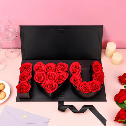 16Pcs Forever Rose I Love You Box Eternal Rose Preserved Flowers for Valentine's Day Birthday Gifts for Her Silk Simulated Roses
