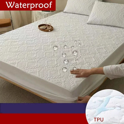Waterproof Mattress Protector Thicken Fitted Bed Sheet Breathable & Noiseless Mattress Pad for Twin/Double/Queen/King Size Beds