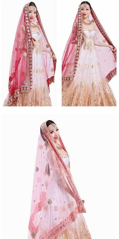 2025 indian traditional sari gauze embroidery exotic style women veil ethnic elegant long shawl women elegant indian shawl s590