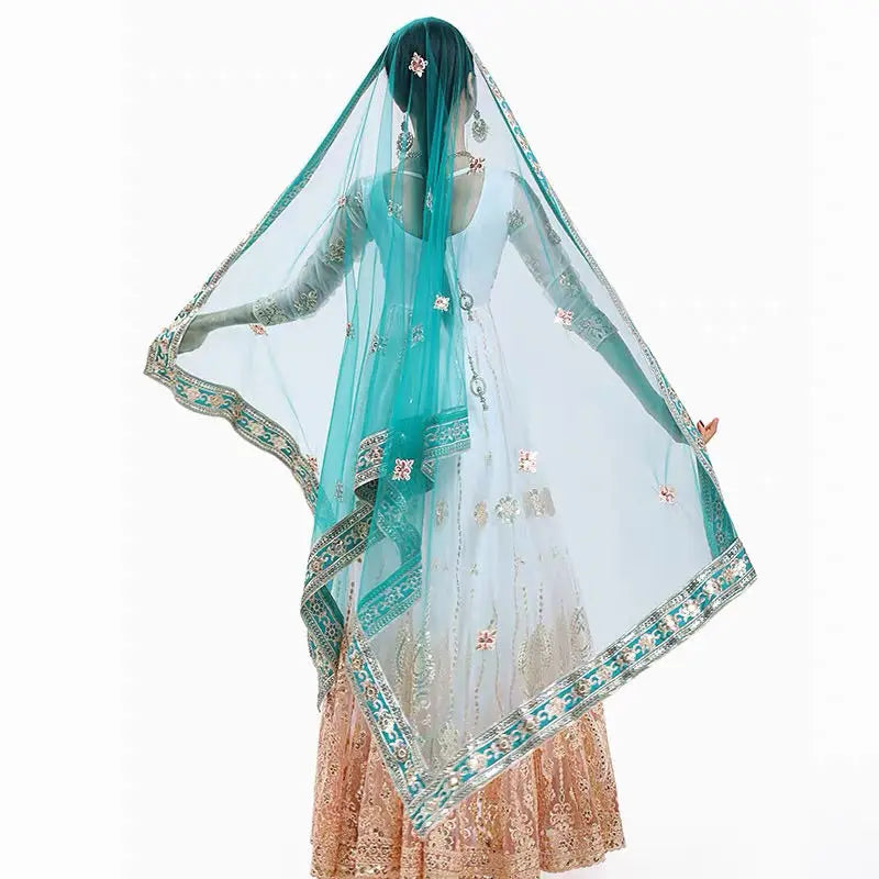 2025 indian traditional sari gauze embroidery exotic style women veil ethnic elegant long shawl women elegant indian shawl s590