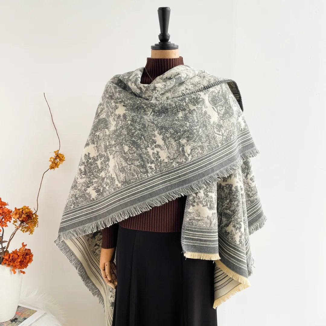 Warm Faux Cashmere Double-Sided Women's Scarf Spring Autumn Winter Air Conditioned Room Decorated Aslan Cape Fashionable Commute