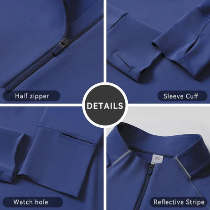 (S-2XL)Quick Dry Running T-shirt Men Zipper Stand Collar Sweatshirt Exercise Traning Fitness Tops Long Sleeve Sport Tee Shirt