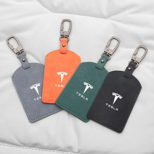 Suede Tesla Car Key Card Cover Keychain Car Key Accessories For Tesla Model 3 Y S X Cybertruck Juguete Roadster Coil Bonina