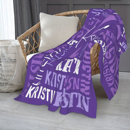 1pc Soft fleece custom name flannel throw blanket | Personalized for son or daughter, vintage style custom gift