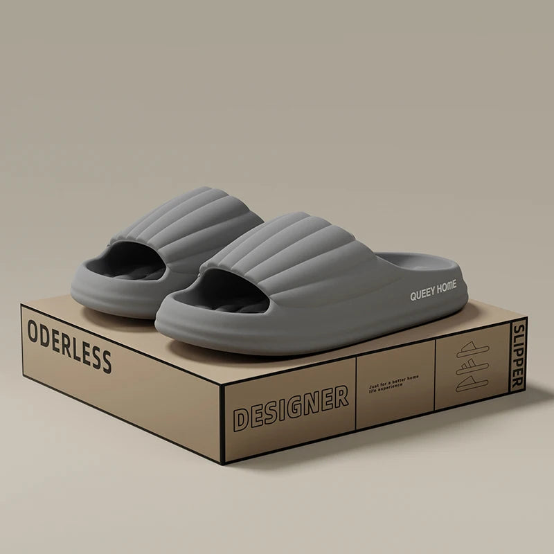 Stylish Men's Slippers Thick Sole Pressure Distribution Soft Bouncy Comfort Beach Sandals Anti Slip Lightweight Shoes Men Women