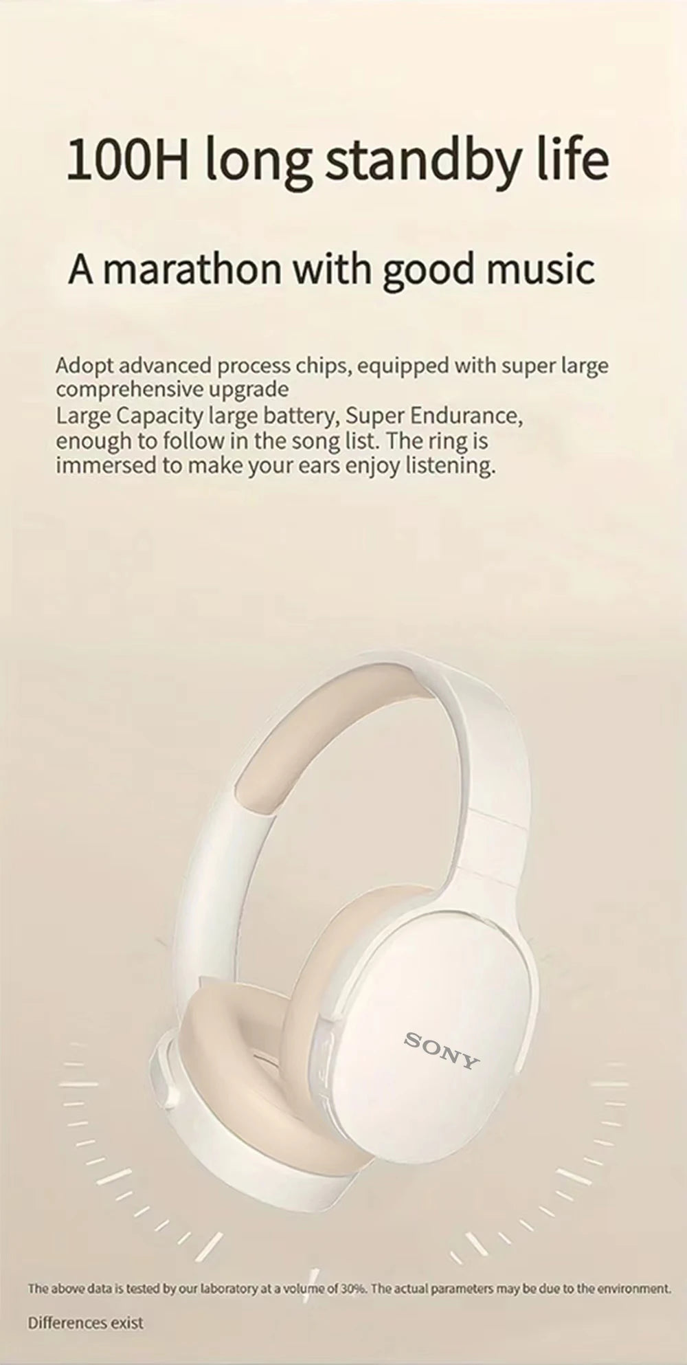 SONY P2961 Wireless Headphones Bluetooth Foldable 9D HIFI Stereo Sound Headset Long Battery Life Heavy Bass Earphone