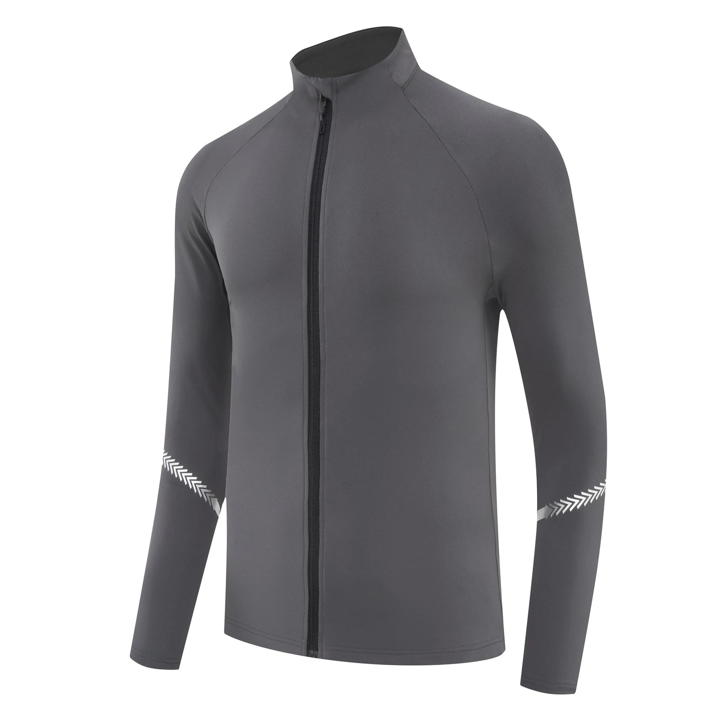 Winter Mens Running Jackets Long Sleeve Full Zipper Training Shirts Workout Sports Sweatershirt Sportswear Elastic Reflective