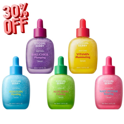 30ML EQQUALBERRY BAKUCHIOL Plumping Serum 5,000 PPM Retinol Alternative Vitamin C Serum Whitening Smoothing Facial Skin Care